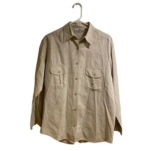 Christian Trapani Linen Cotton‎ Lightweight Tan Beige Button Up Shirt Women’s L